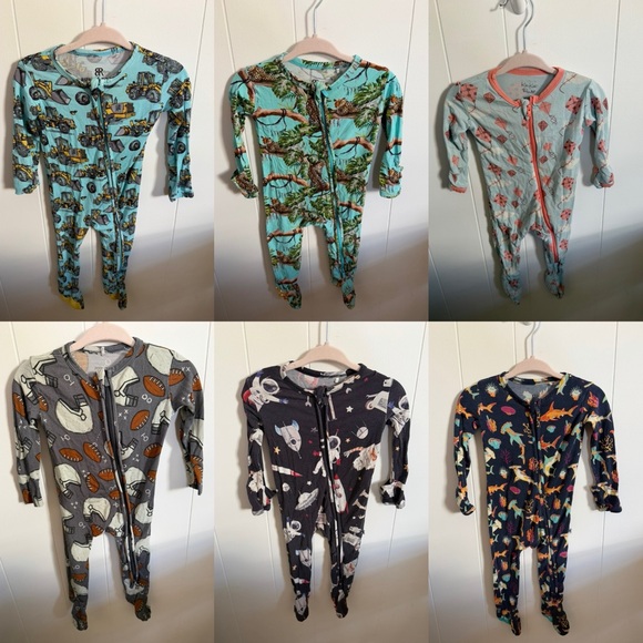 Posh Peanut Kids One Piece Footies - Blue Gray Black